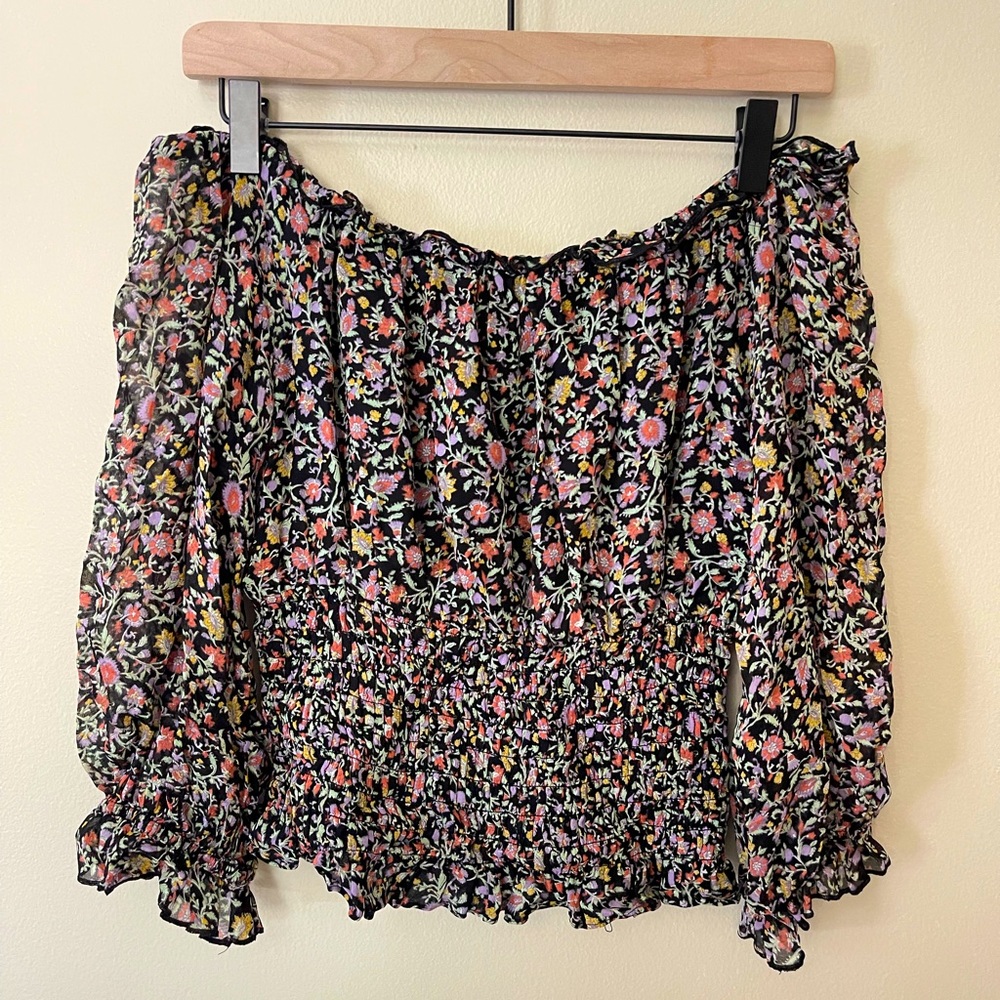 Anthropologie Smocked Chiffon sleeveless Top
